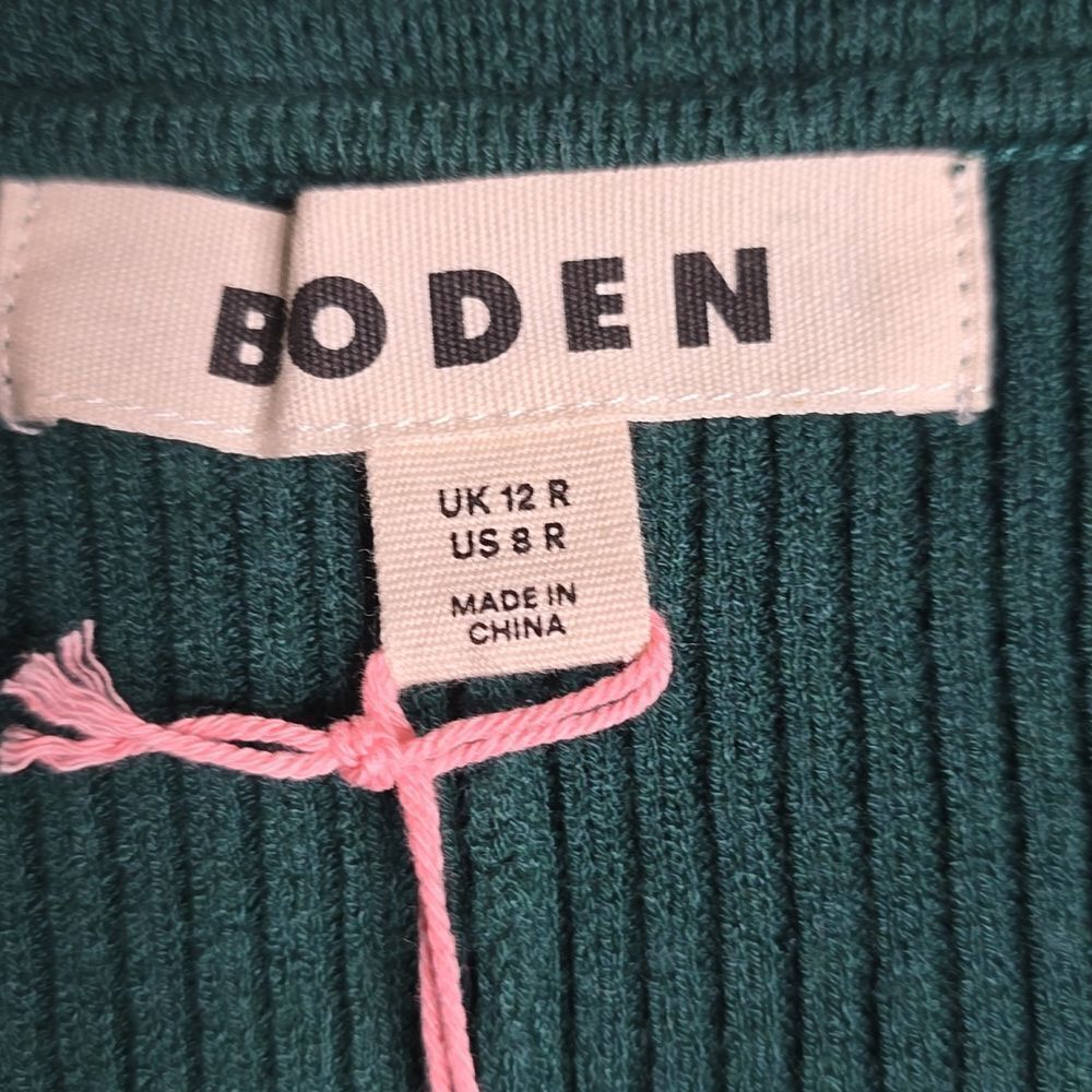 Boden Emerald Night Ruffled Ribbed Dress Size 8R - Picture 7 of 10
